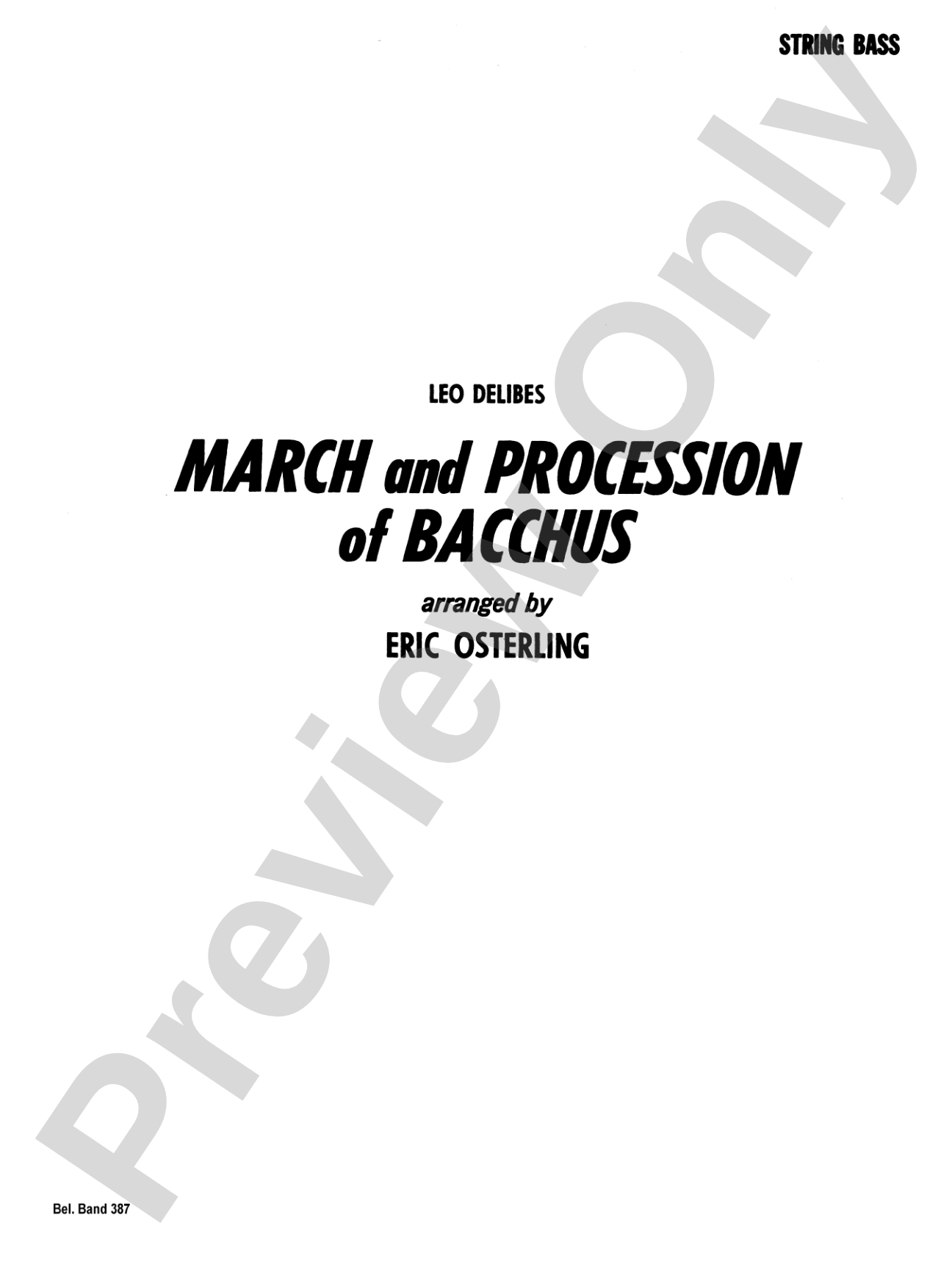 March and Procession of Bacchus: String Bass
