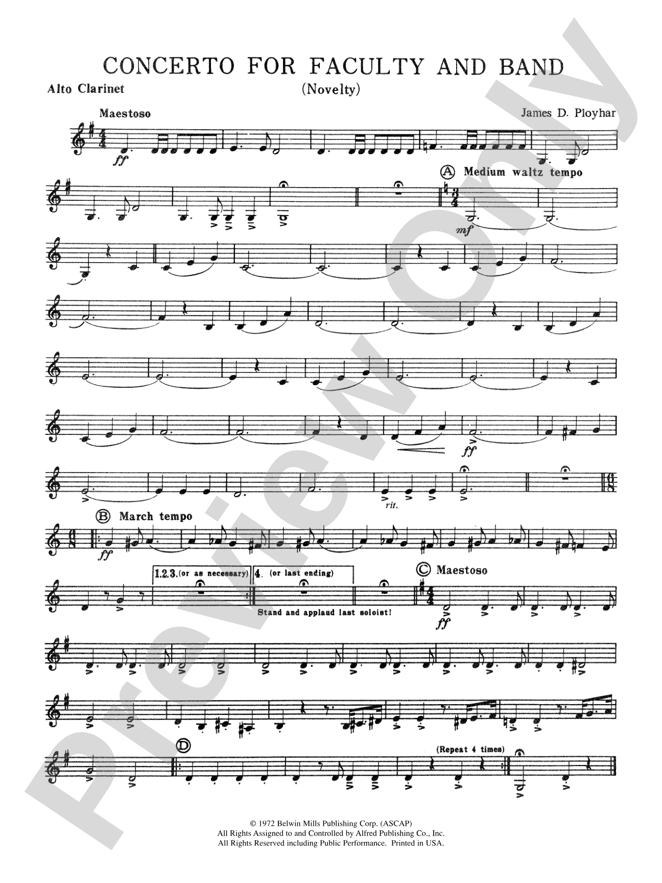 Concerto for Faculty and Band: E-flat Alto Clarinet