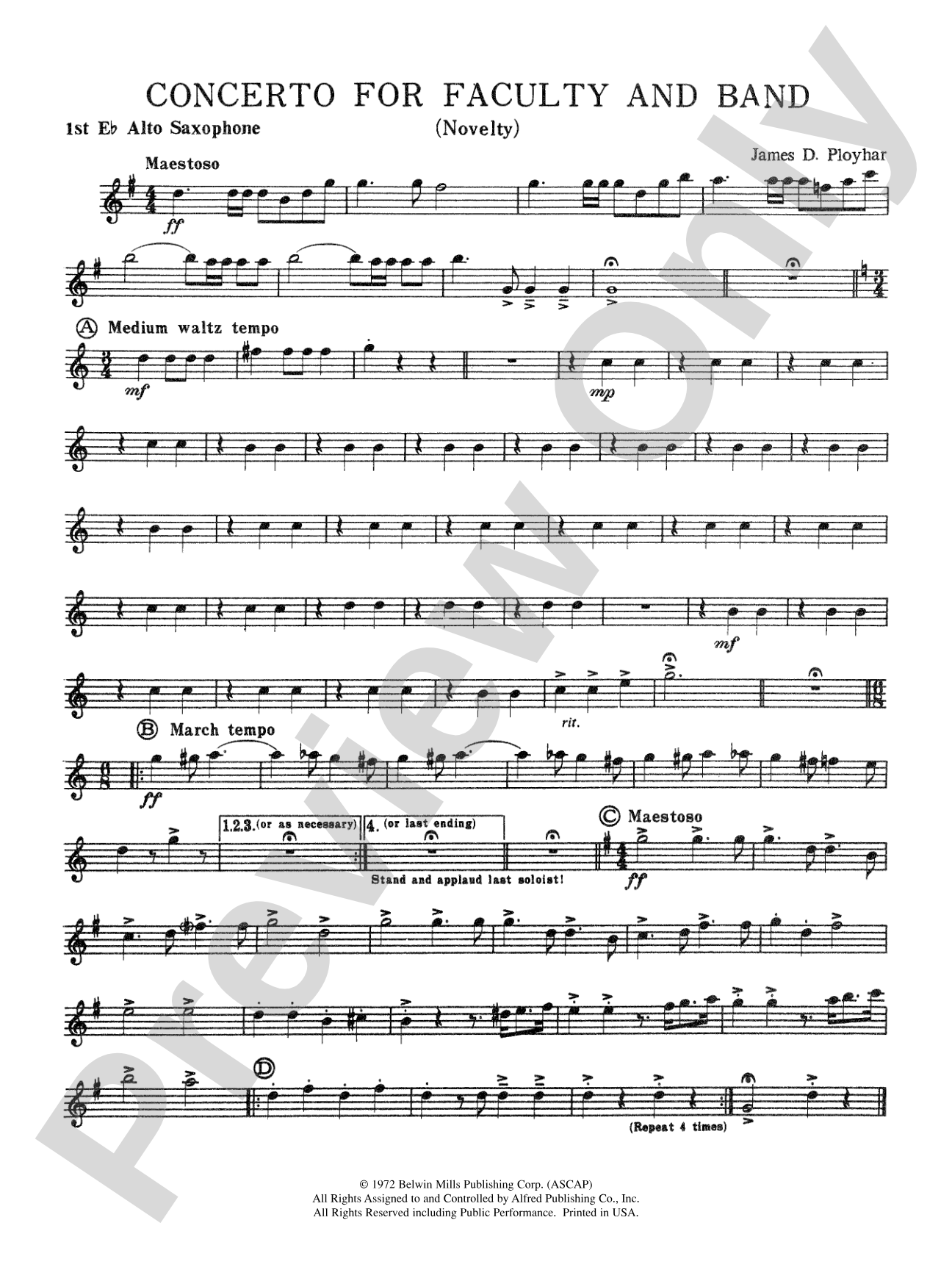 Concerto for Faculty and Band: E-flat Alto Saxophone