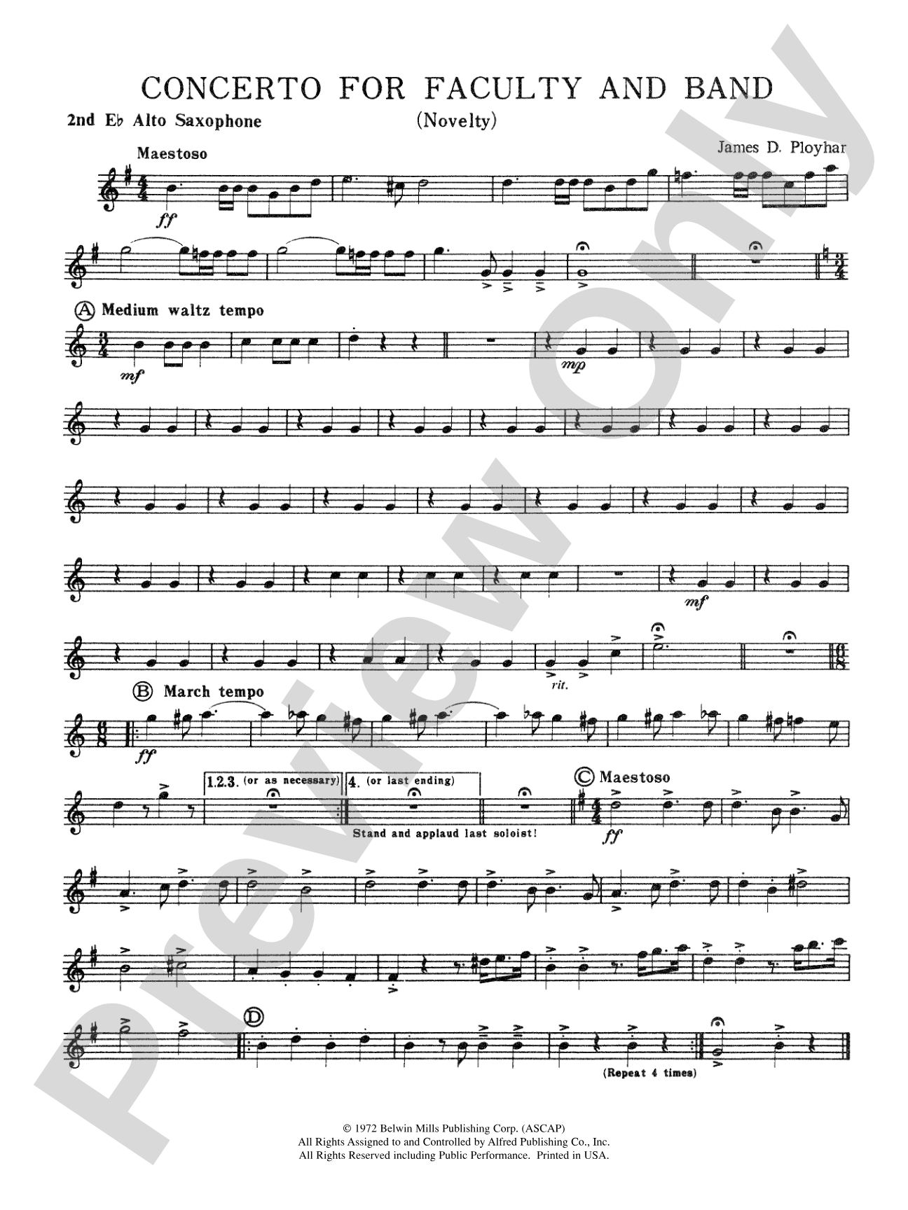 Concerto for Faculty and Band: 2nd E-flat Alto Saxophone