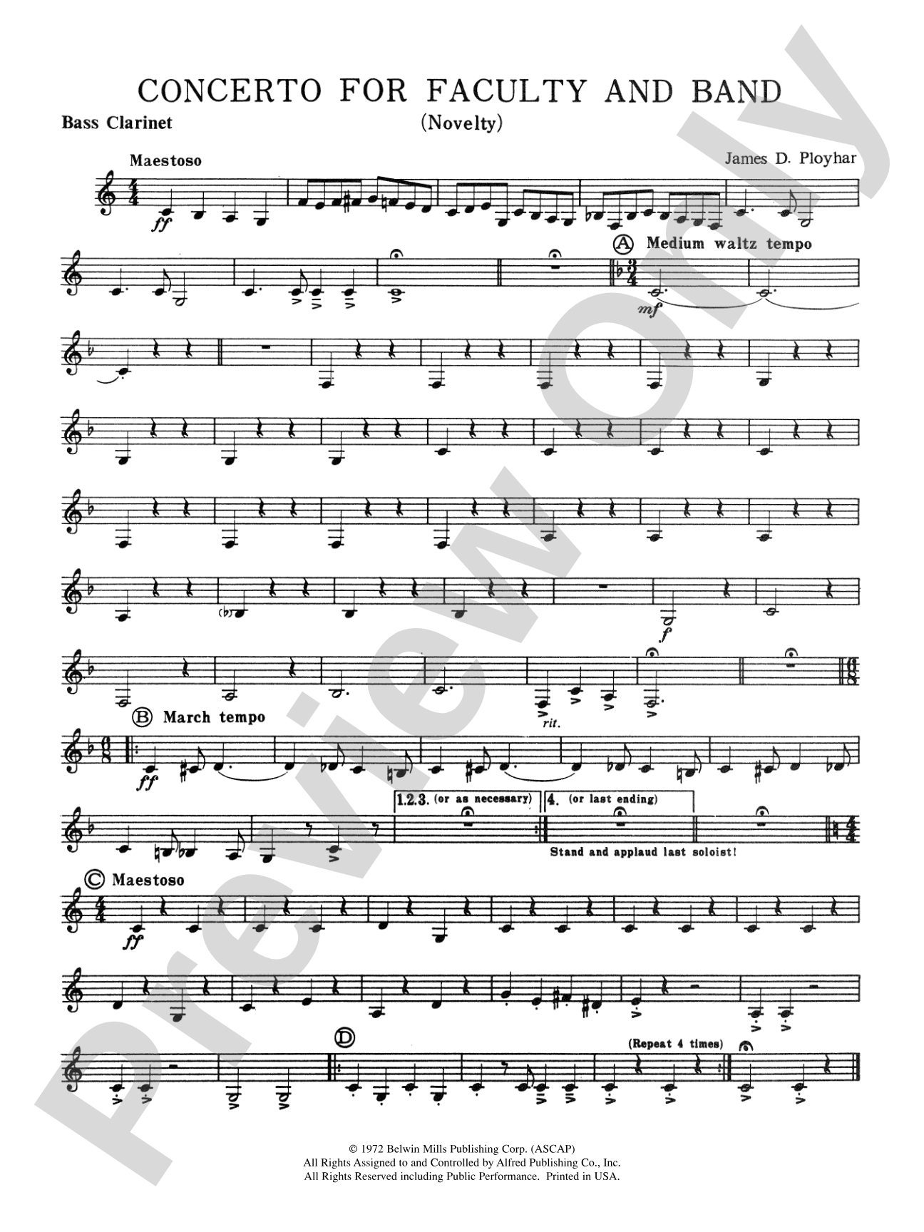 Concerto for Faculty and Band: B-flat Bass Clarinet