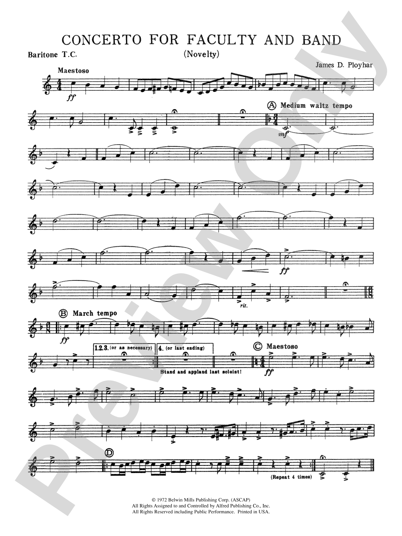 Concerto for Faculty and Band: Baritone T.C.