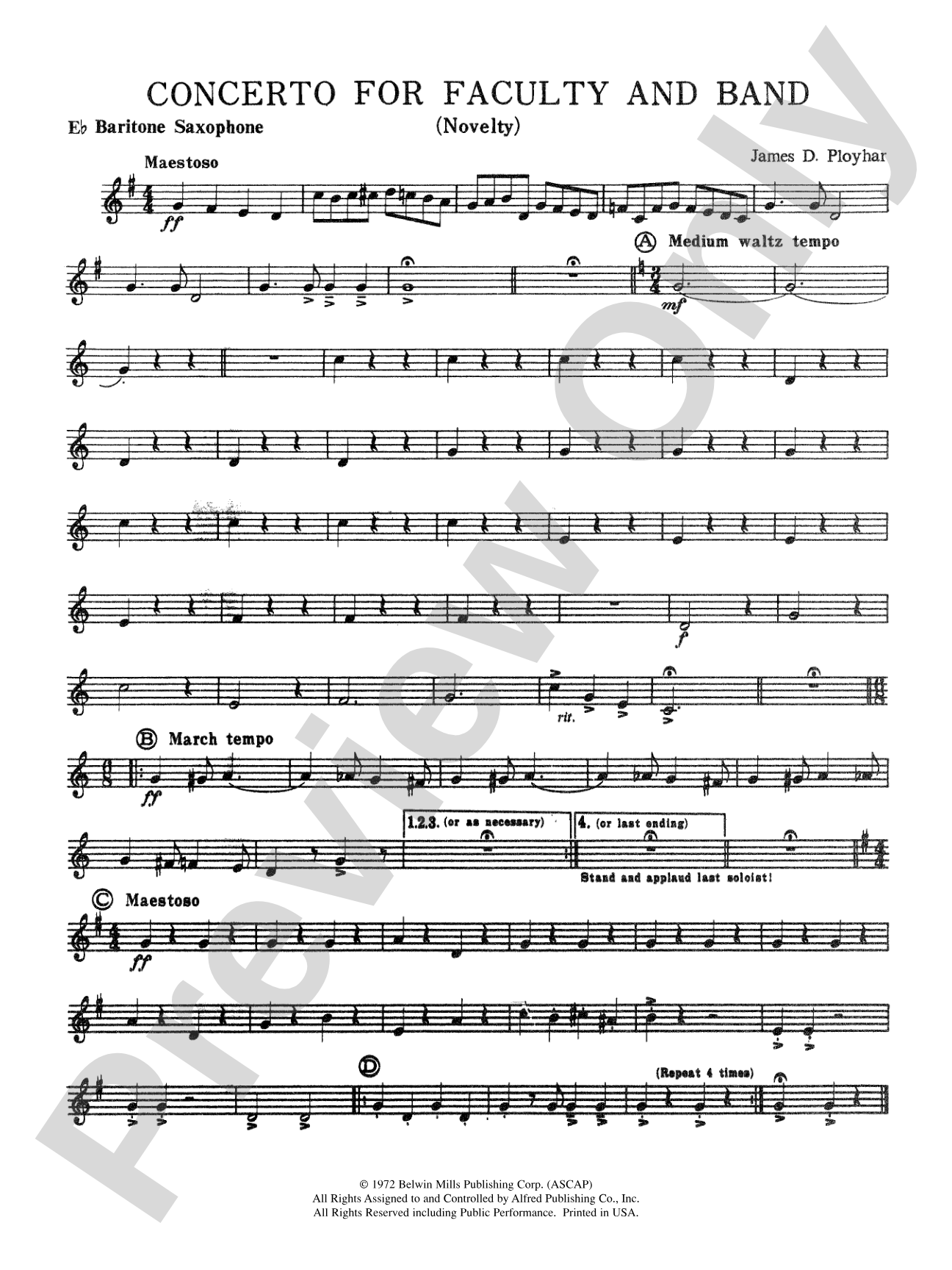 Concerto for Faculty and Band: E-flat Baritone Saxophone