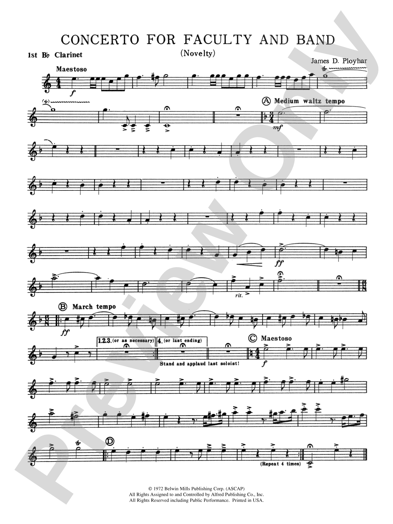 Concerto for Faculty and Band: 1st B-flat Clarinet