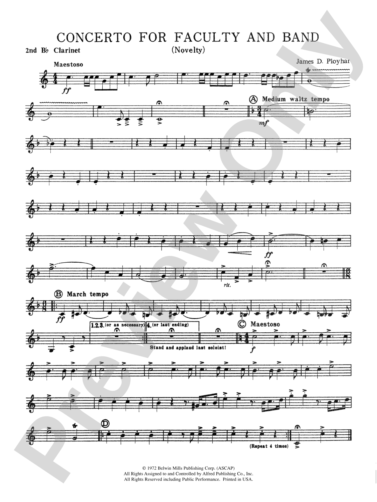 Concerto for Faculty and Band: 2nd B-flat Clarinet