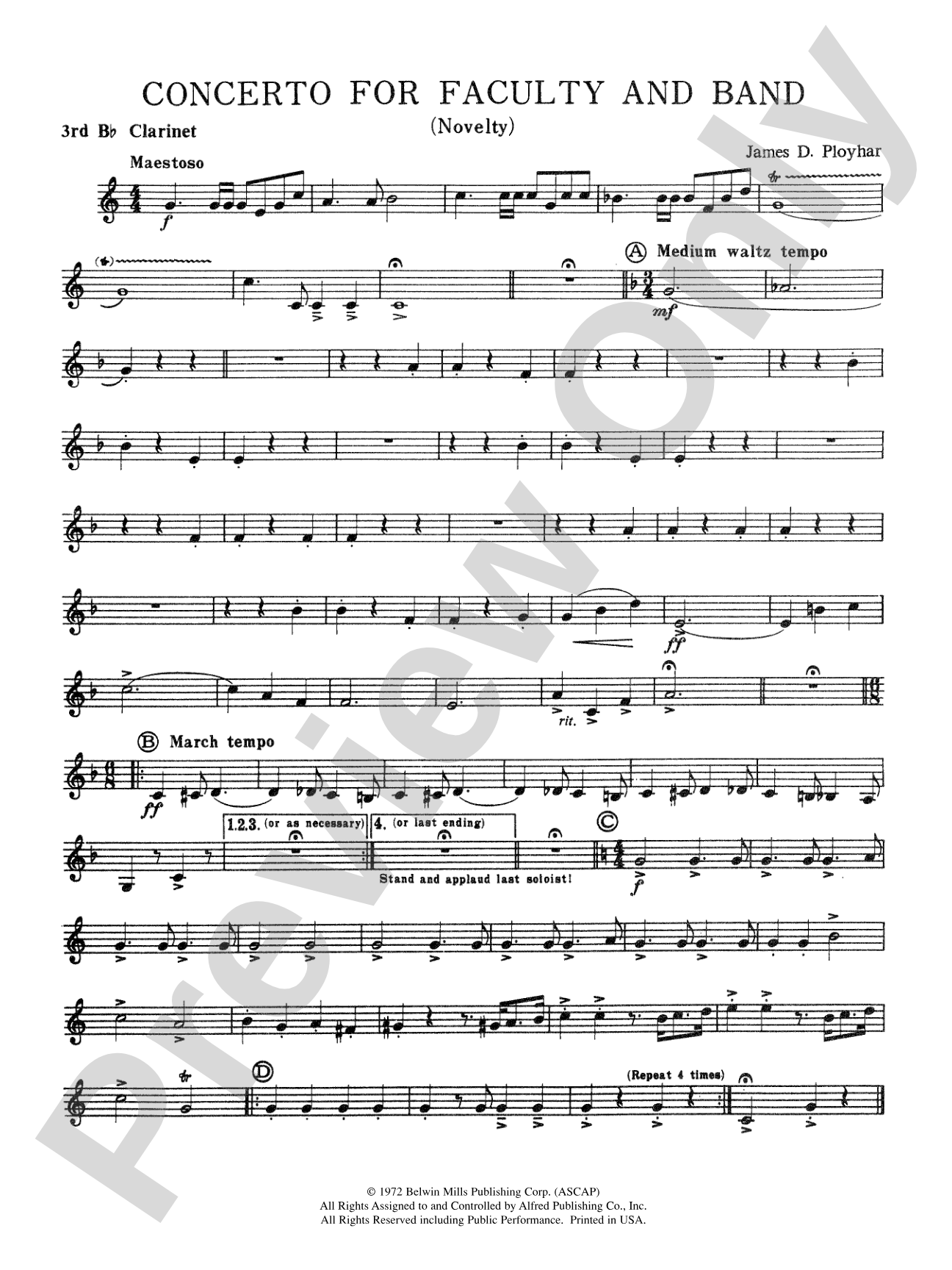 Concerto for Faculty and Band: 3rd B-flat Clarinet