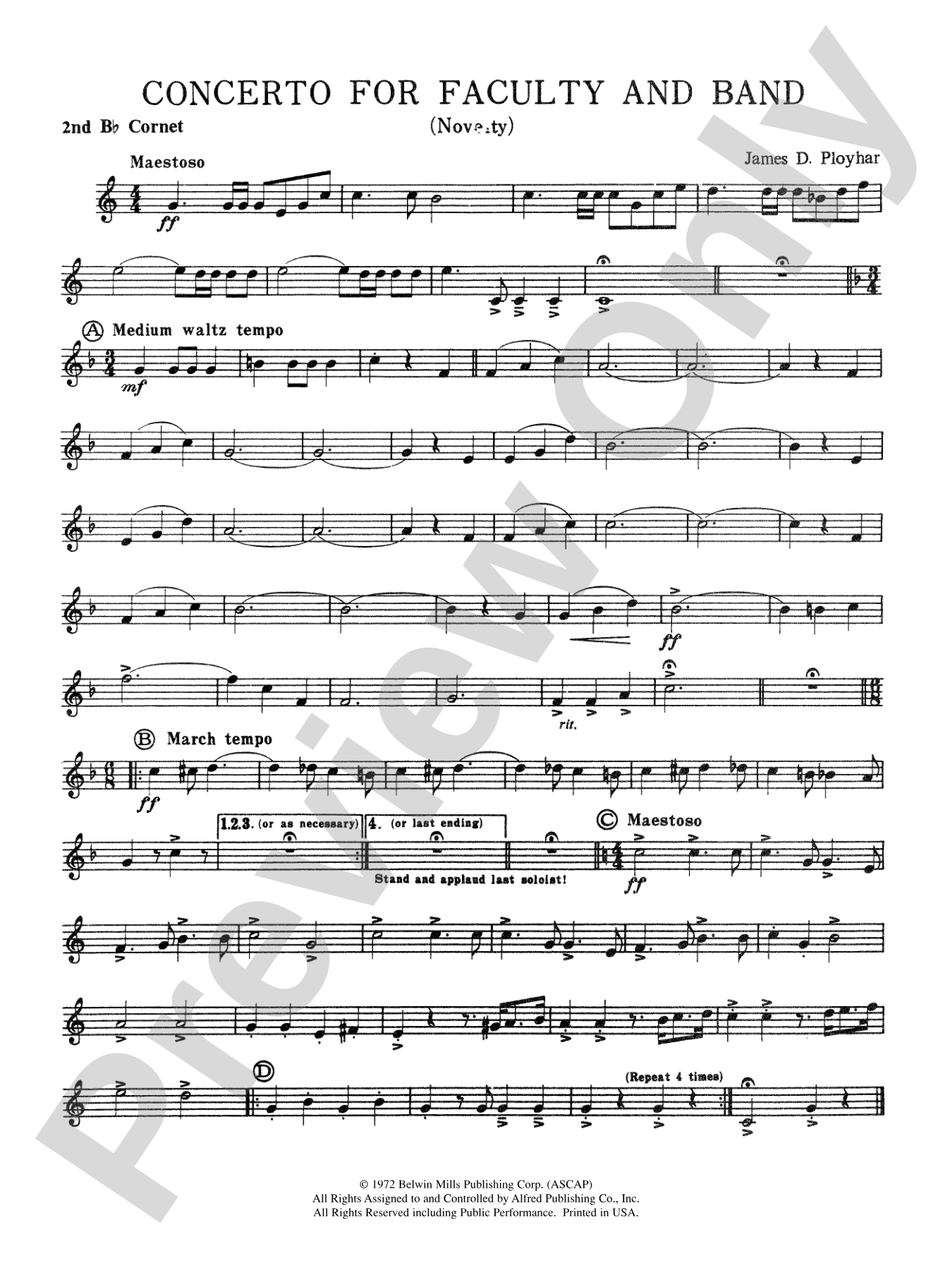 Concerto for Faculty and Band: 2nd B-flat Cornet