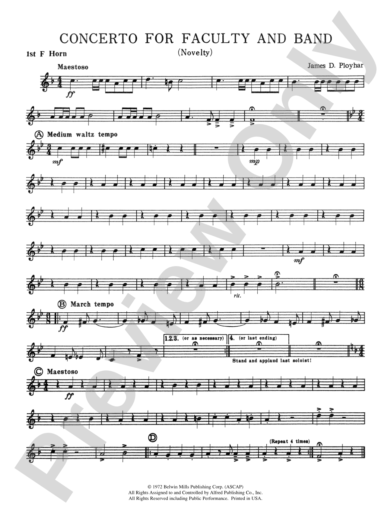 Concerto for Faculty and Band: 1st F Horn