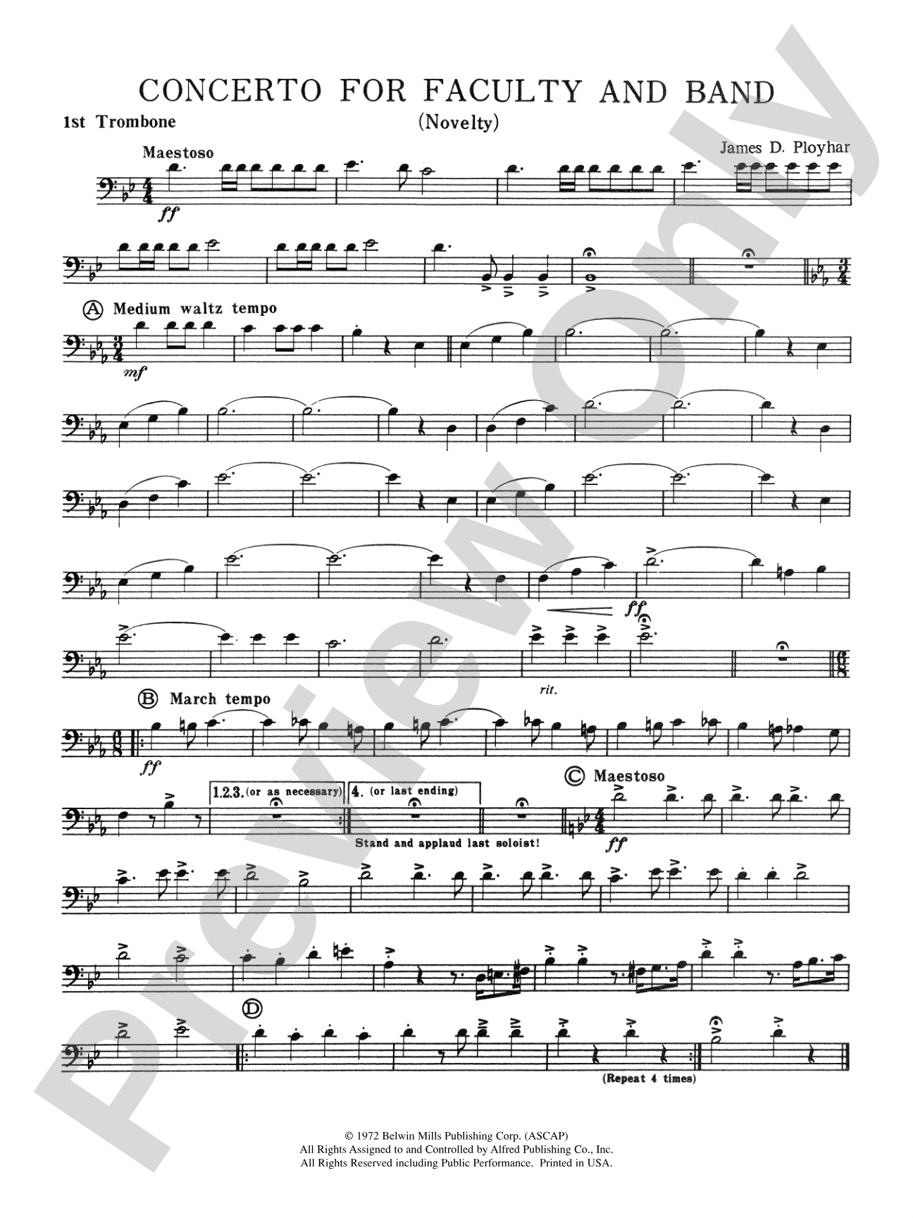 Concerto for Faculty and Band: 1st Trombone
