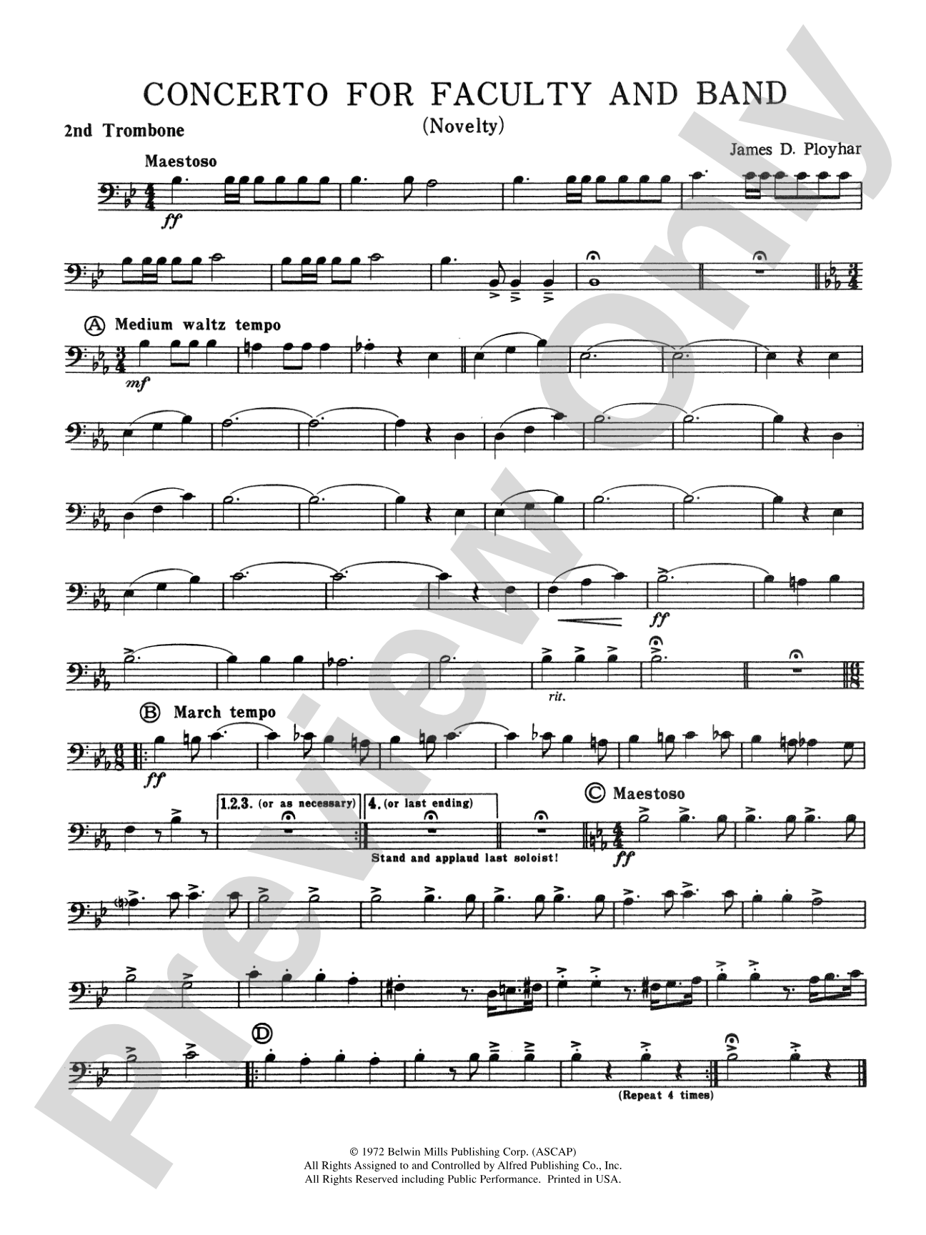 Concerto for Faculty and Band: 2nd Trombone