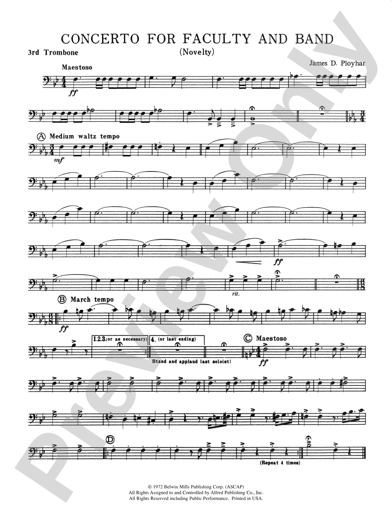 Concerto for Faculty and Band: 3rd Trombone