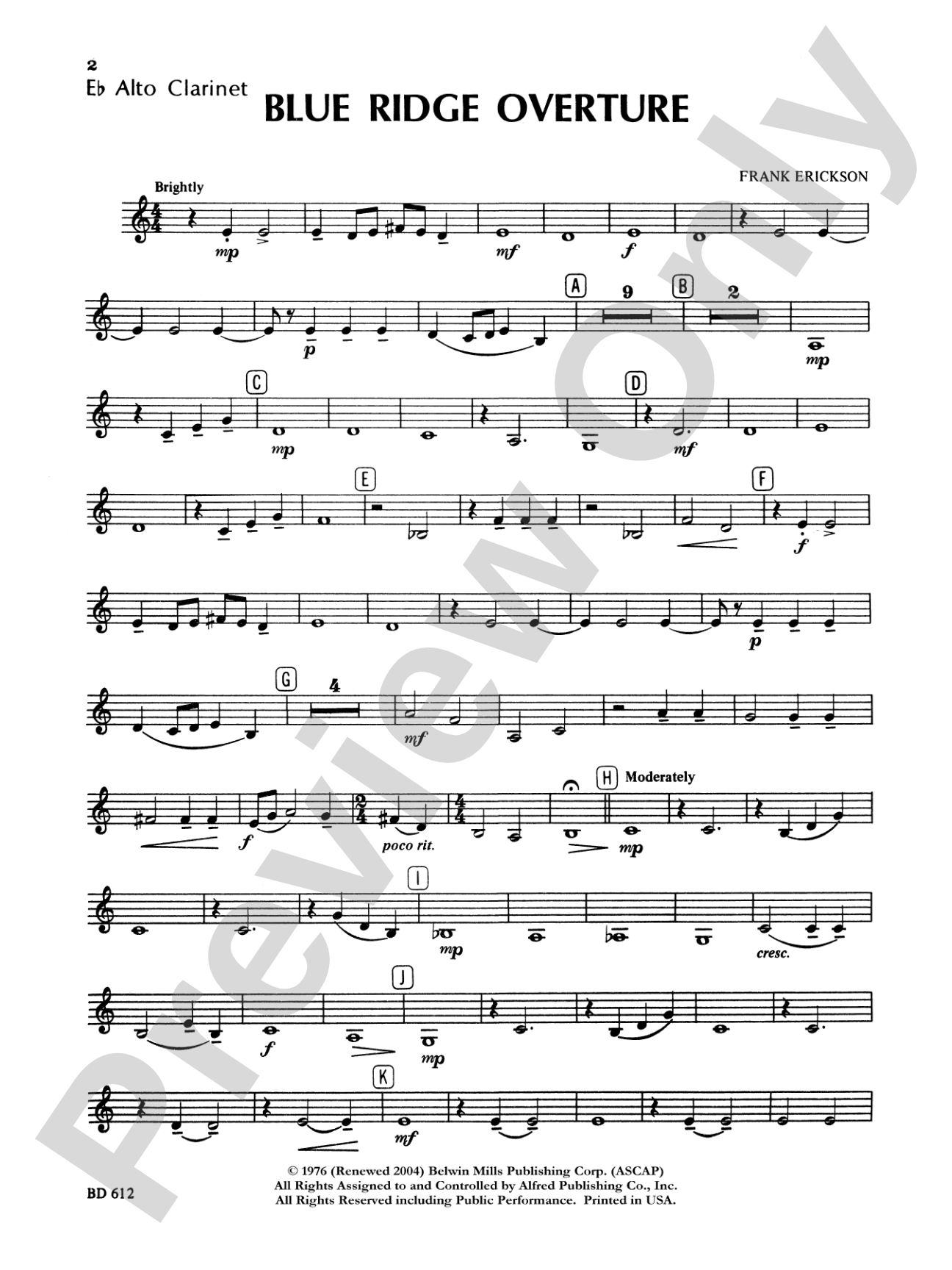 Blue Ridge Overture: E-flat Alto Clarinet