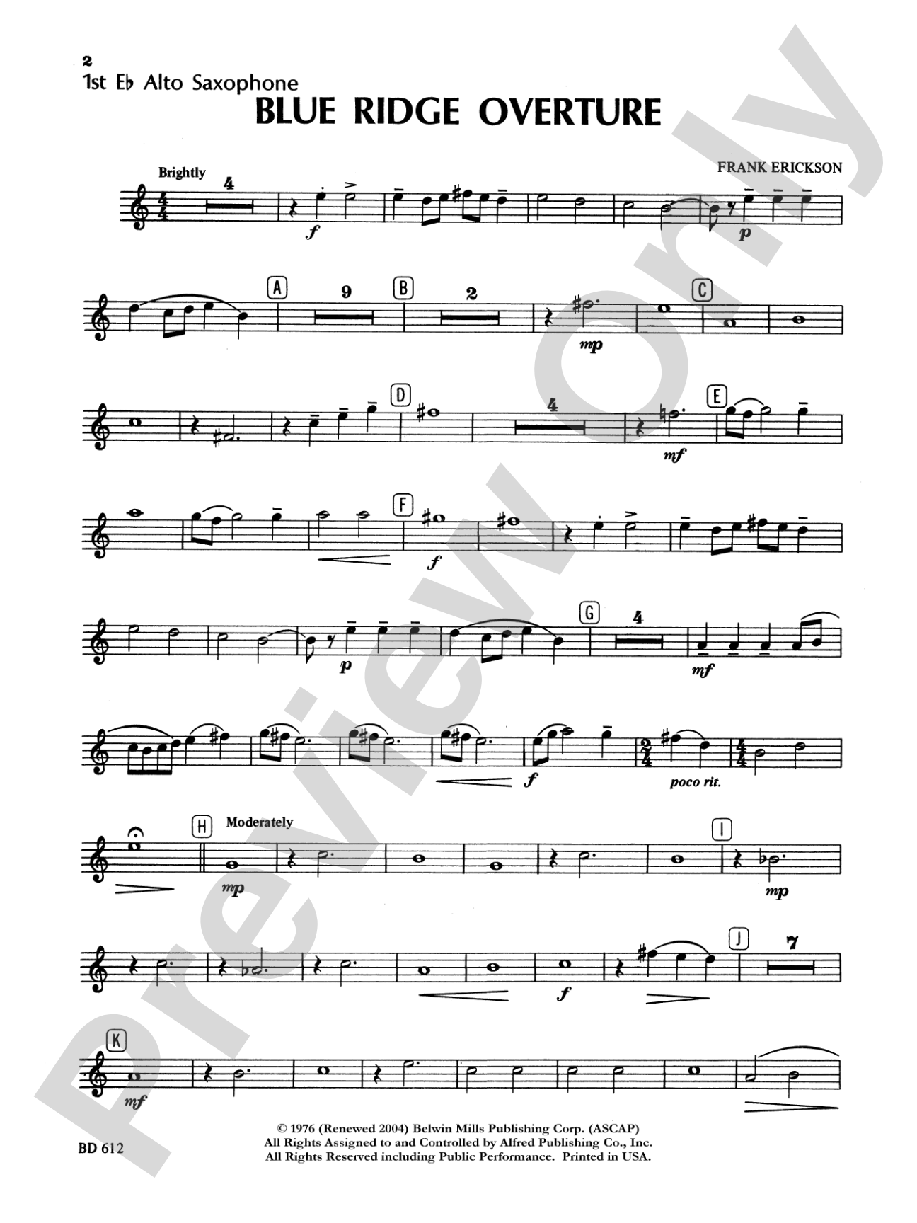 Blue Ridge Overture: E-flat Alto Saxophone