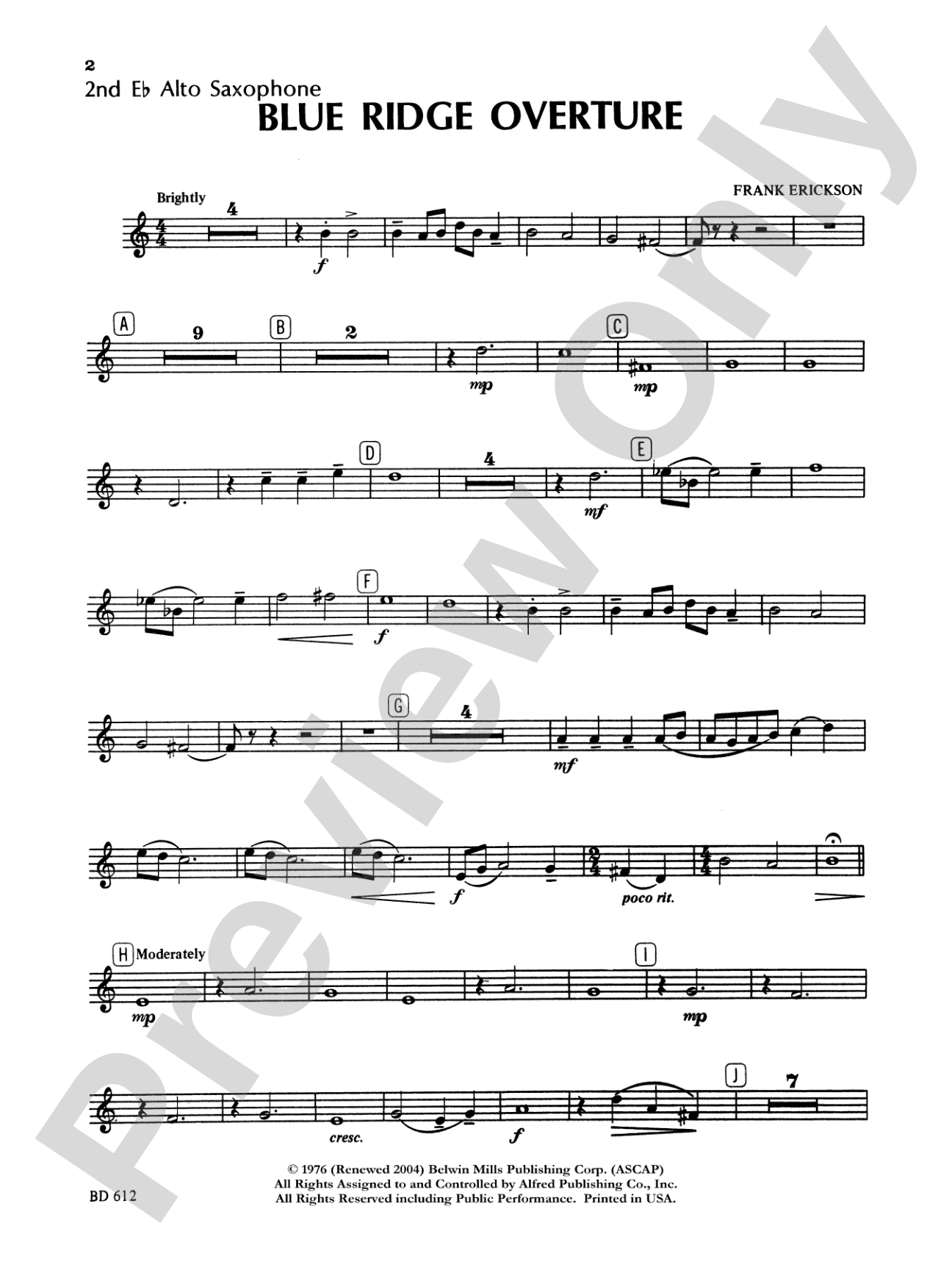 Blue Ridge Overture: 2nd E-flat Alto Saxophone