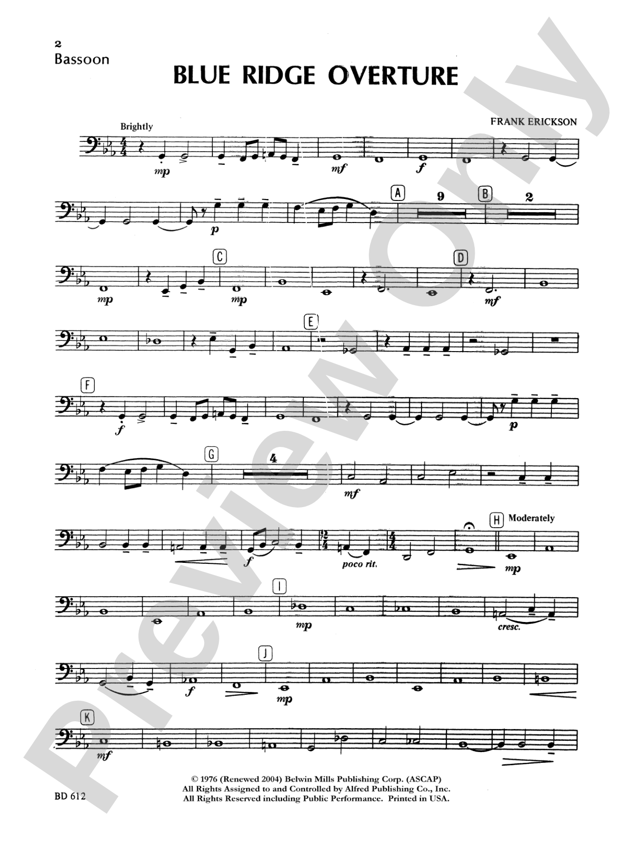 Blue Ridge Overture: Bassoon