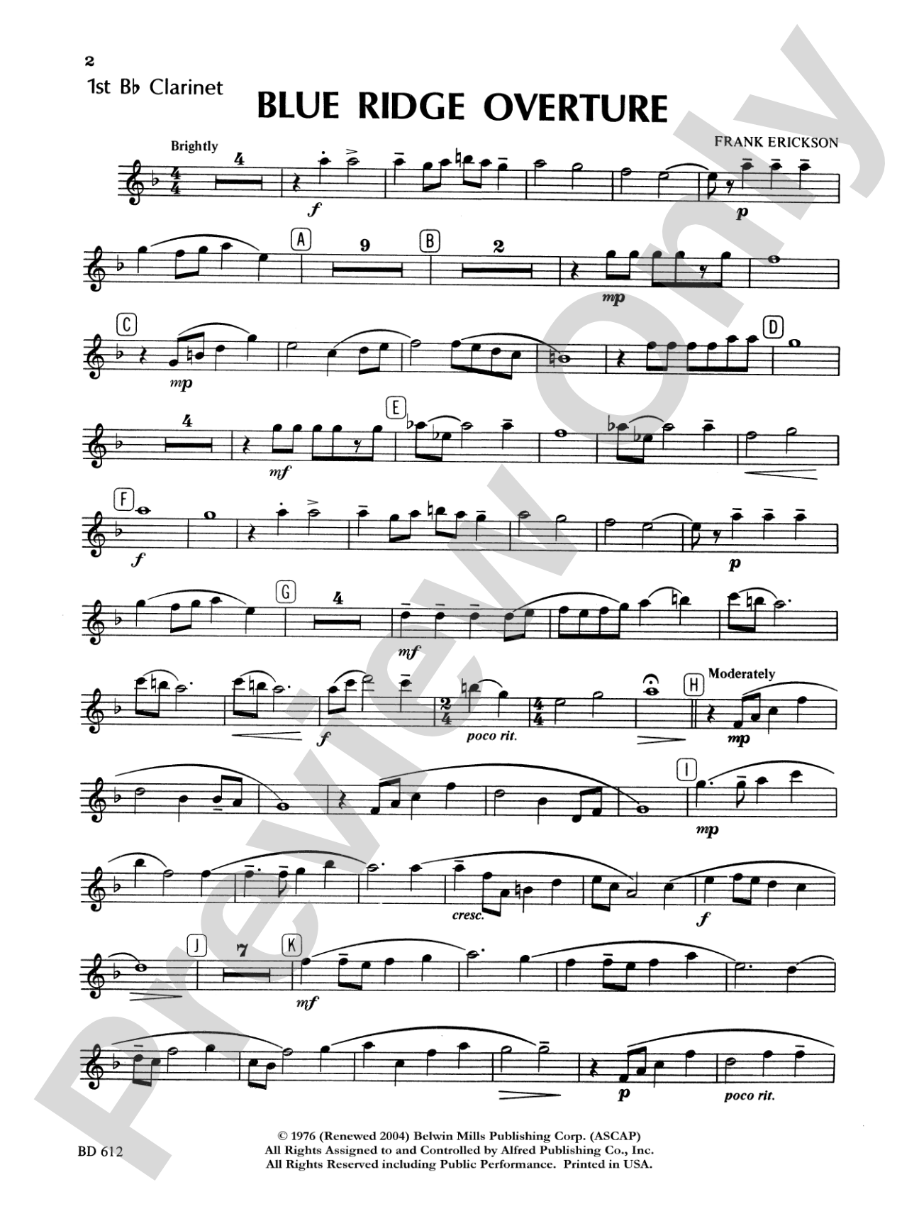 Blue Ridge Overture: 1st B-flat Clarinet