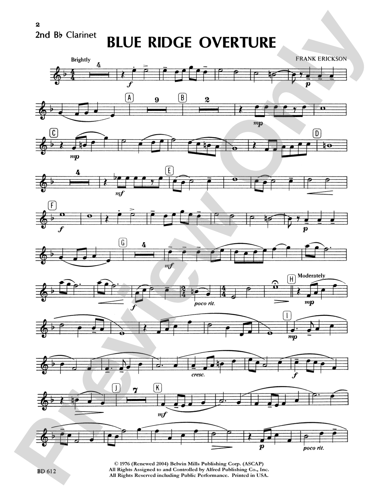 Blue Ridge Overture: 2nd B-flat Clarinet
