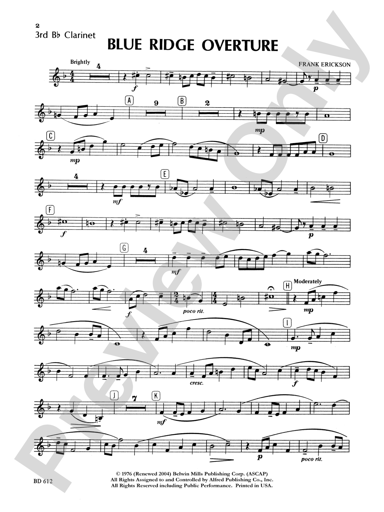 Blue Ridge Overture: 3rd B-flat Clarinet