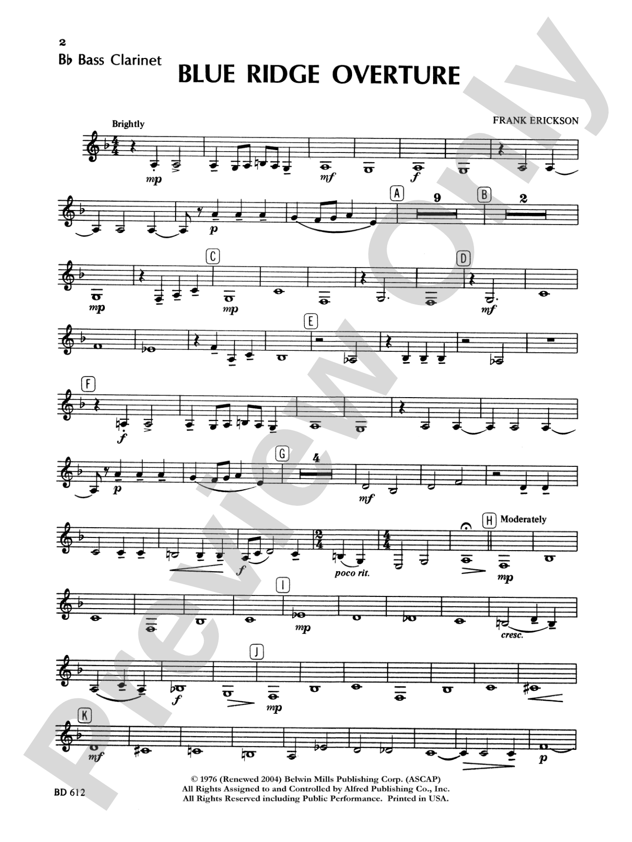Blue Ridge Overture: B-flat Bass Clarinet
