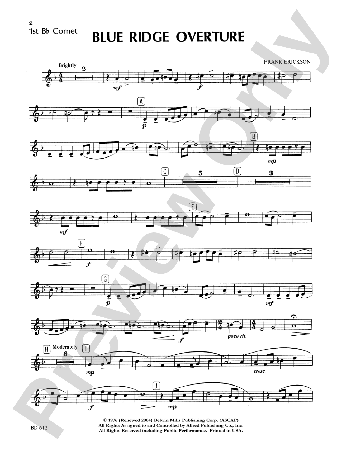 Blue Ridge Overture: 1st B-flat Cornet