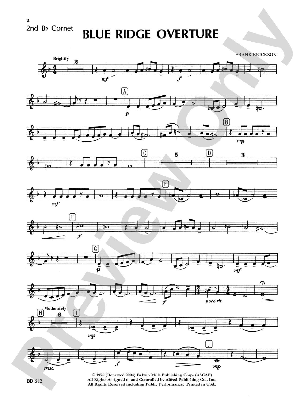 Blue Ridge Overture: 2nd B-flat Cornet