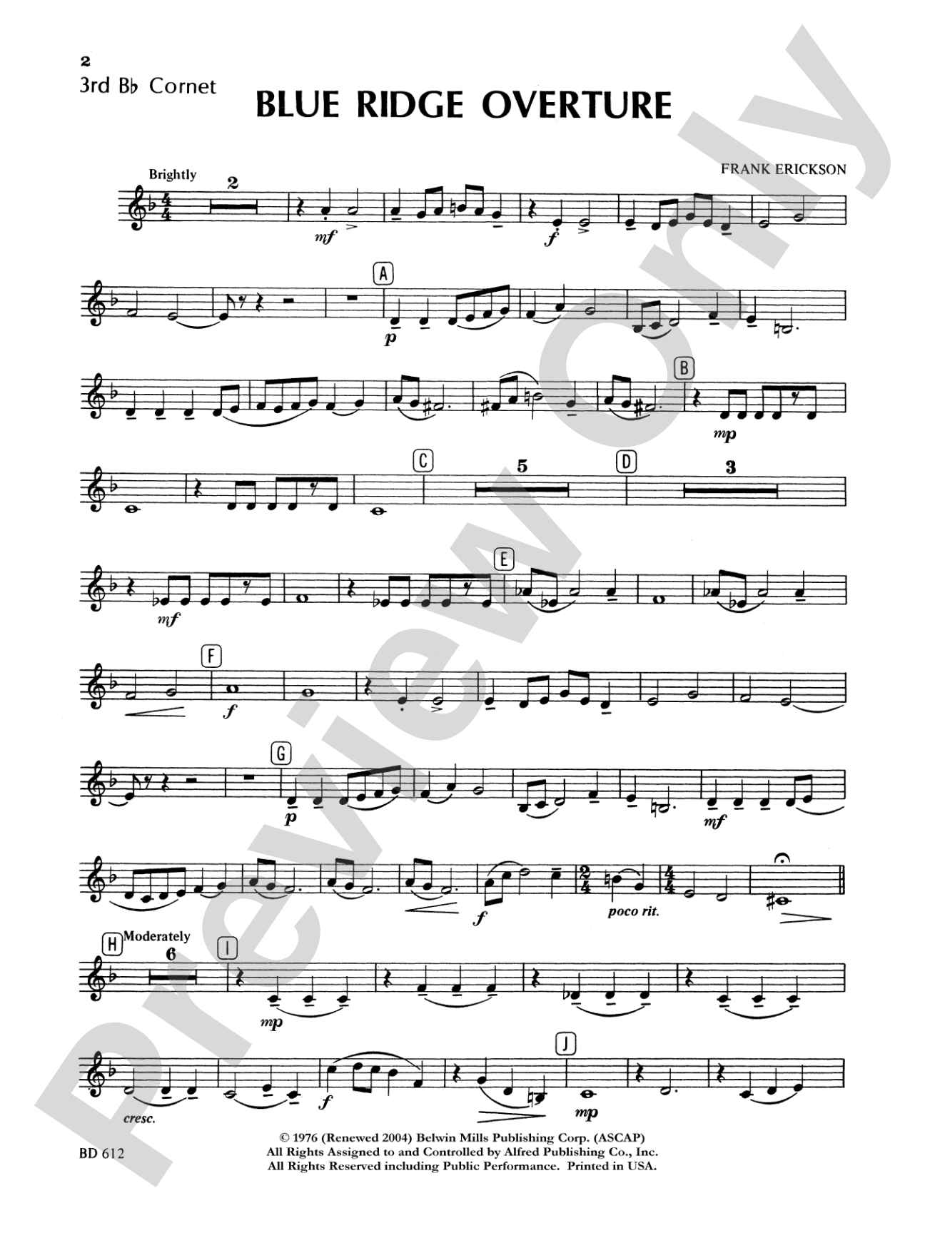 Blue Ridge Overture: 3rd B-flat Cornet