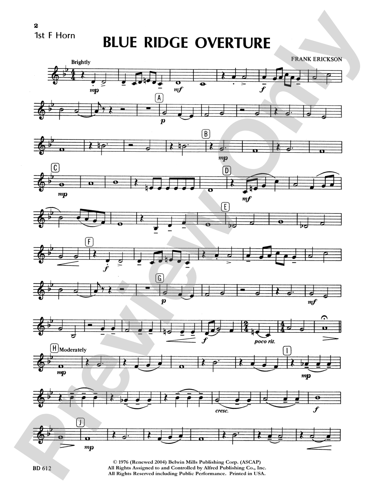 Blue Ridge Overture: 1st F Horn