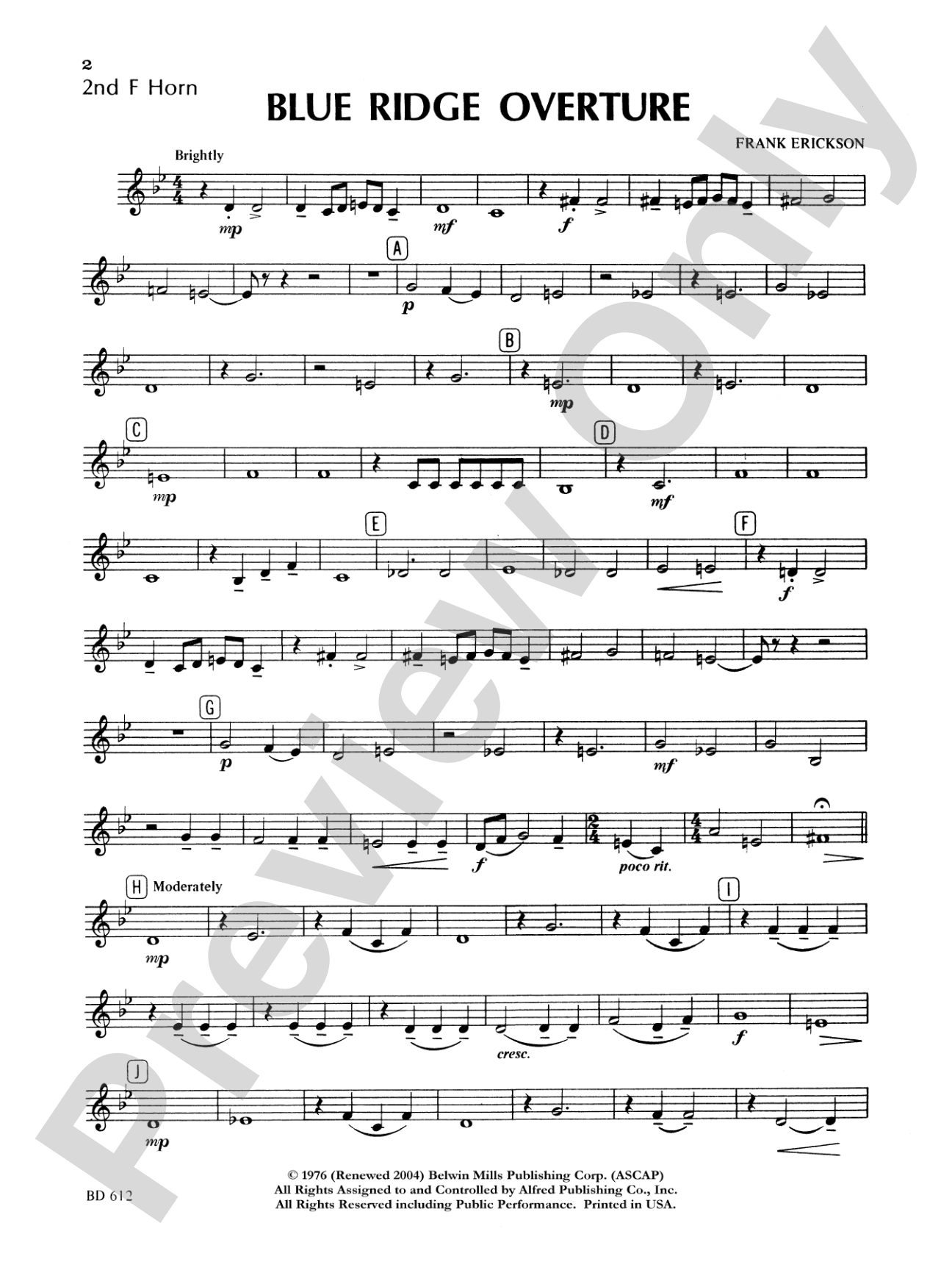 Blue Ridge Overture: 2nd F Horn