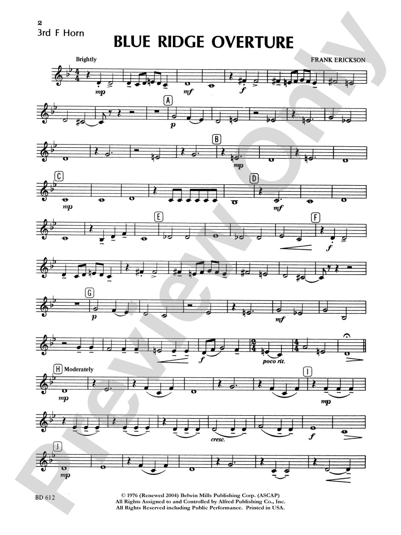 Blue Ridge Overture: 3rd F Horn