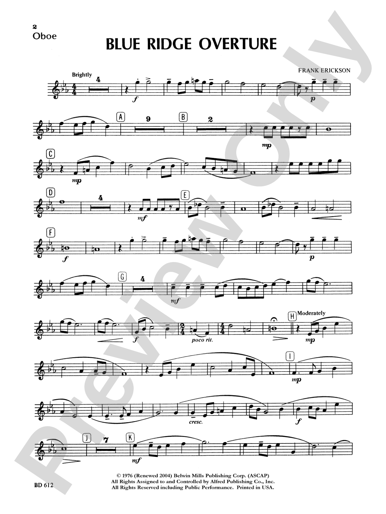 Blue Ridge Overture: Oboe