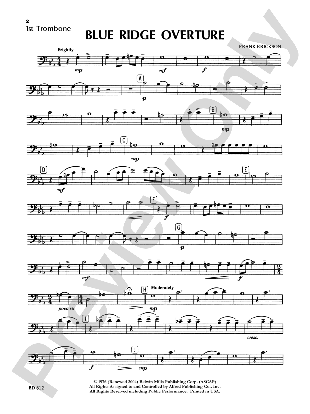 Blue Ridge Overture: 1st Trombone