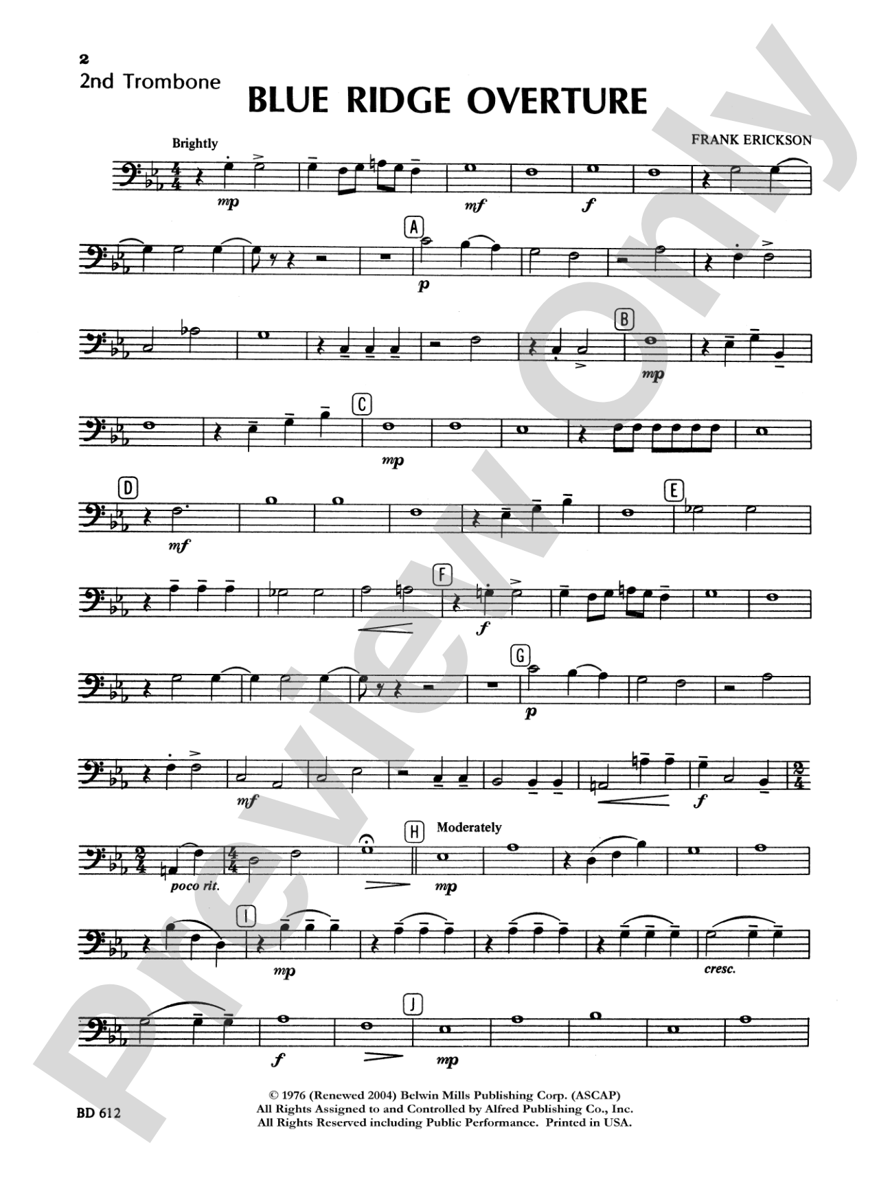 Blue Ridge Overture: 2nd Trombone