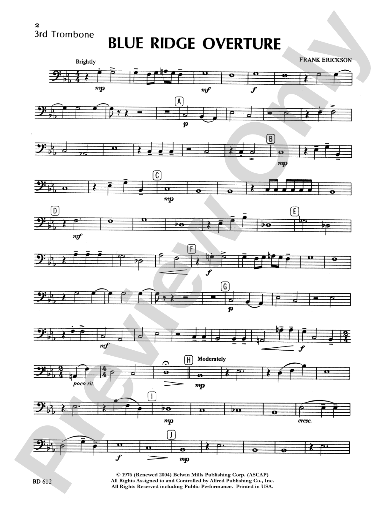 Blue Ridge Overture: 3rd Trombone