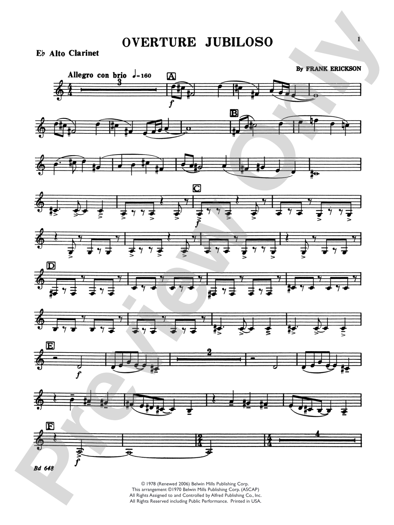 Overture Jubiloso: E-flat Alto Clarinet