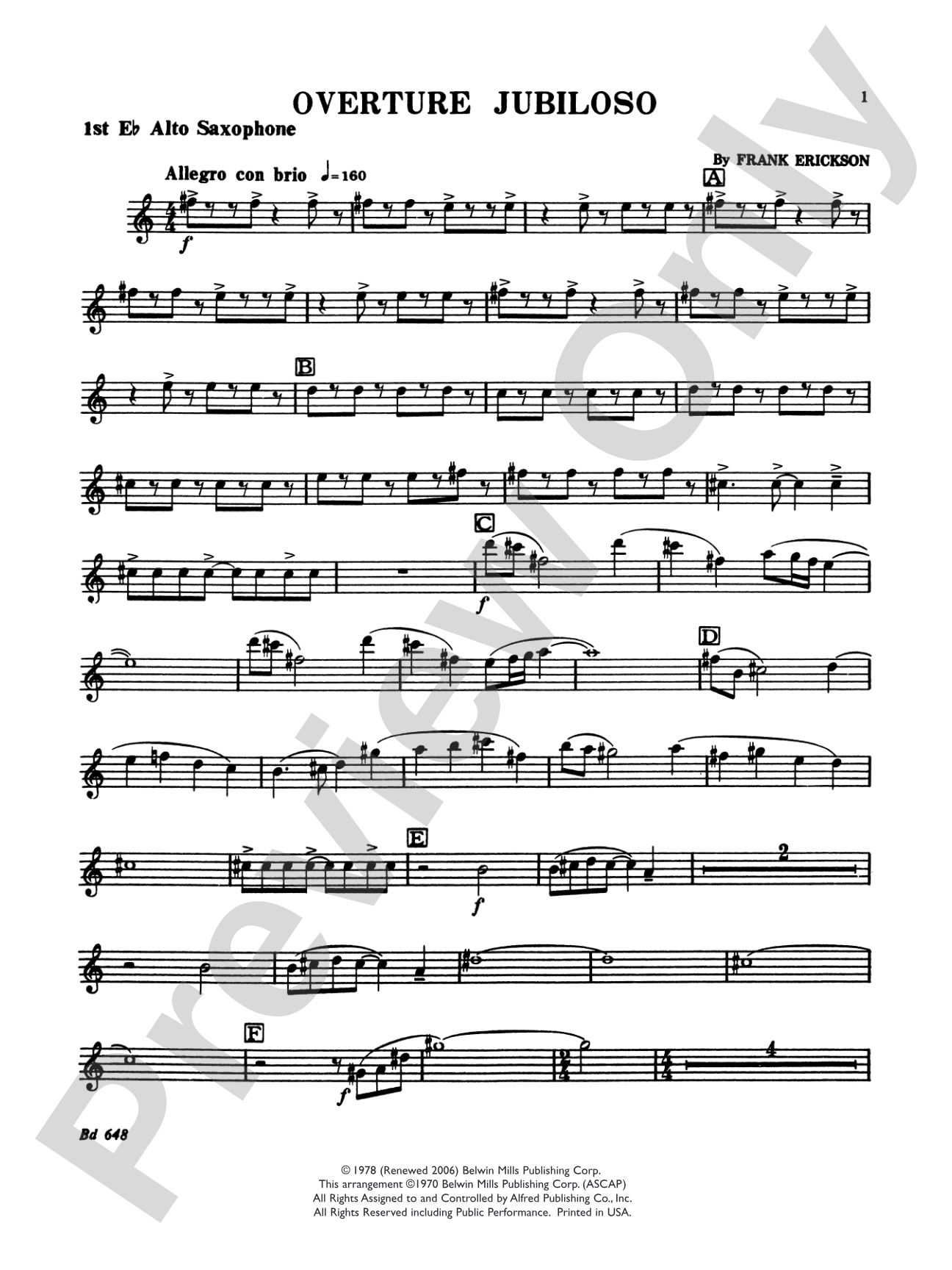 Overture Jubiloso: E-flat Alto Saxophone