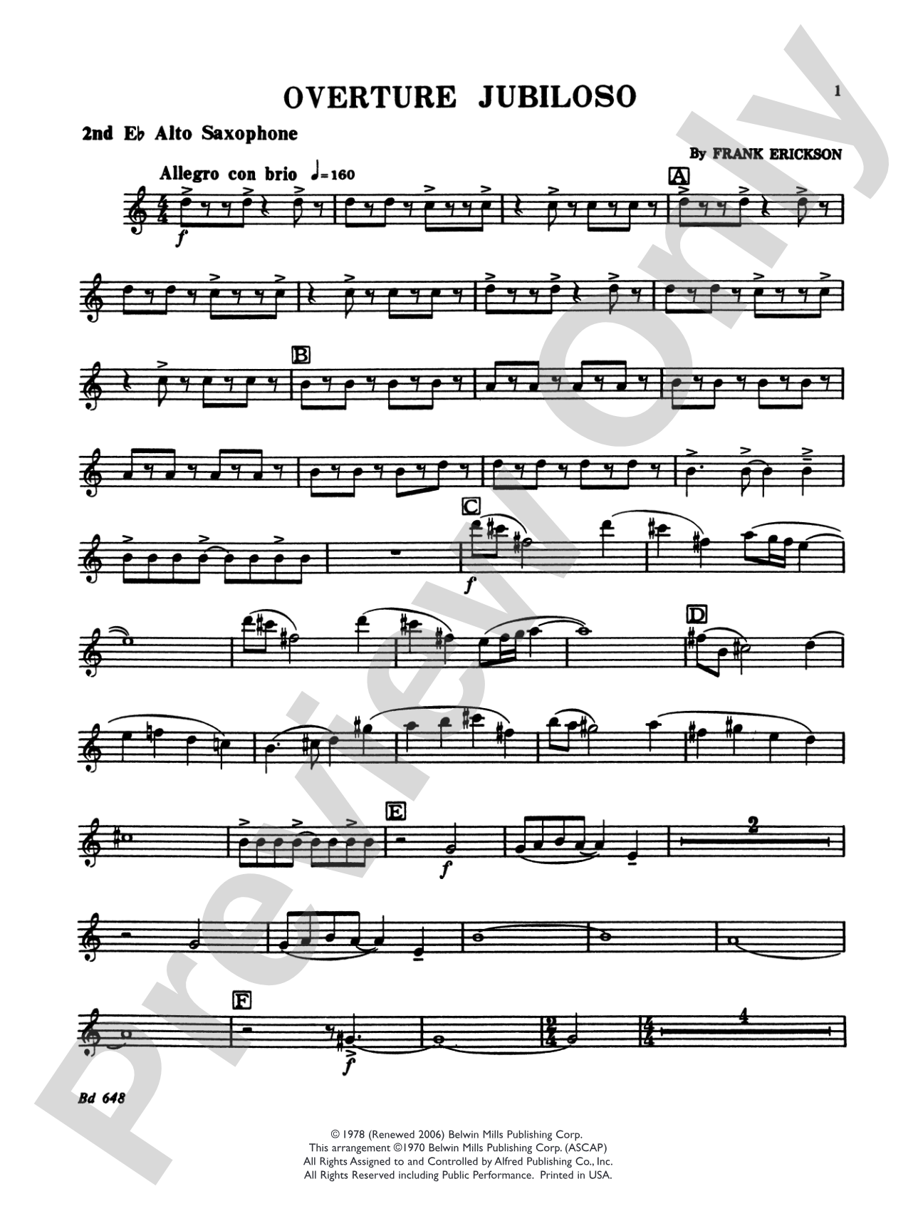 Overture Jubiloso: 2nd E-flat Alto Saxophone