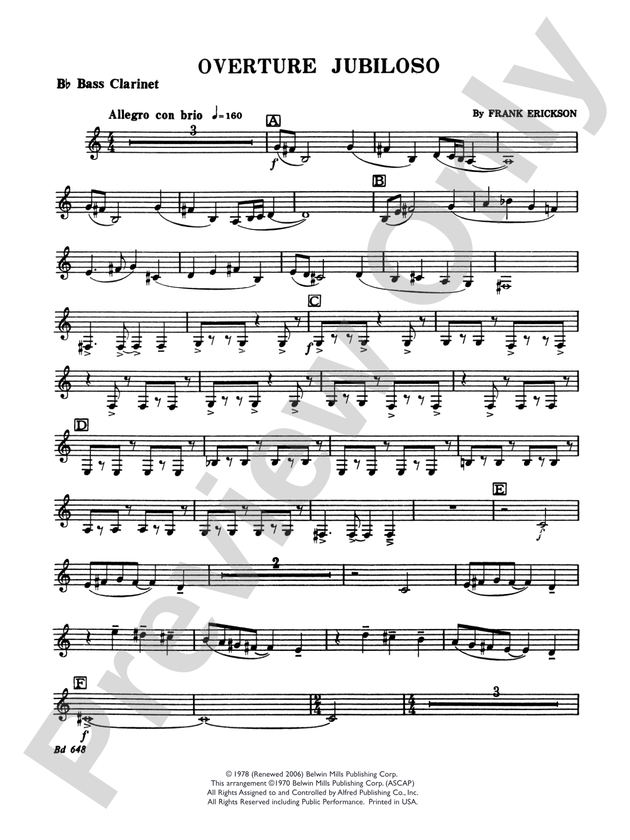Overture Jubiloso: B-flat Bass Clarinet