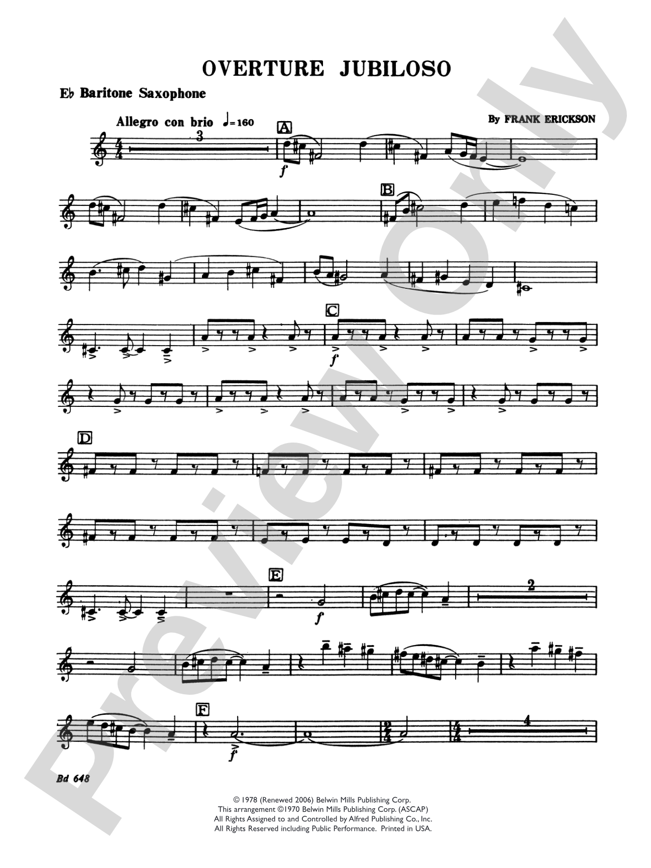 Overture Jubiloso: E-flat Baritone Saxophone