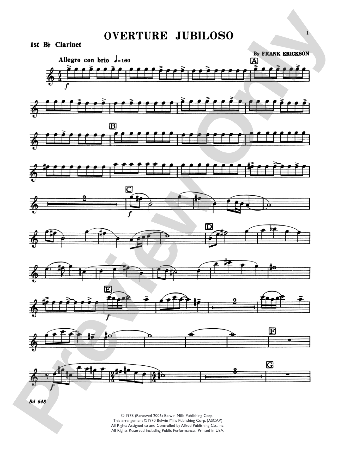 Overture Jubiloso: 1st B-flat Clarinet