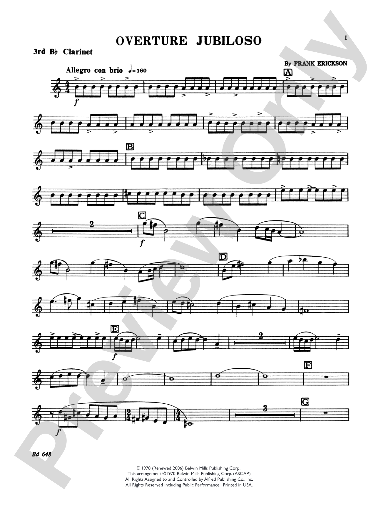 Overture Jubiloso: 3rd B-flat Clarinet