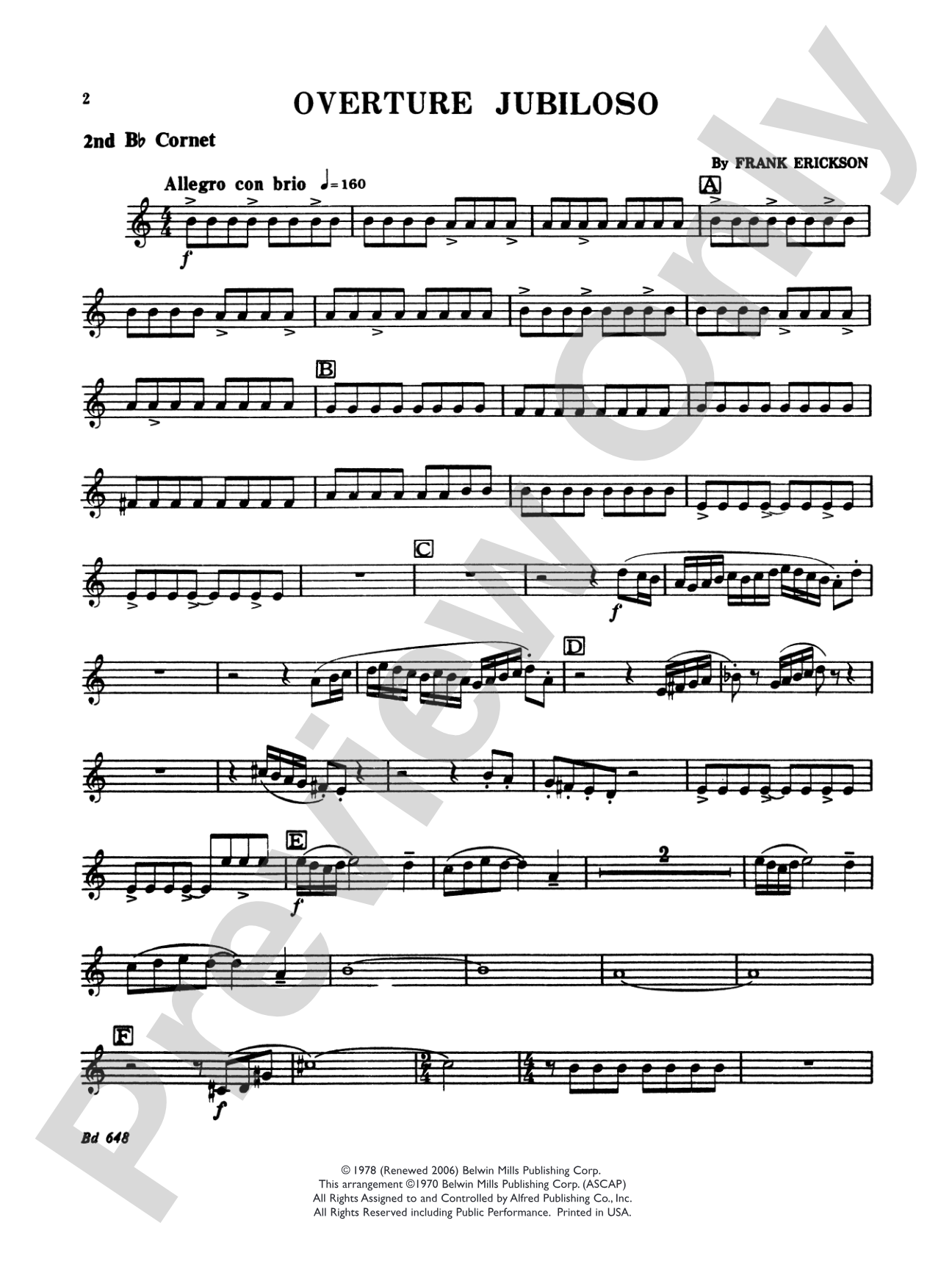 Overture Jubiloso: 2nd B-flat Cornet