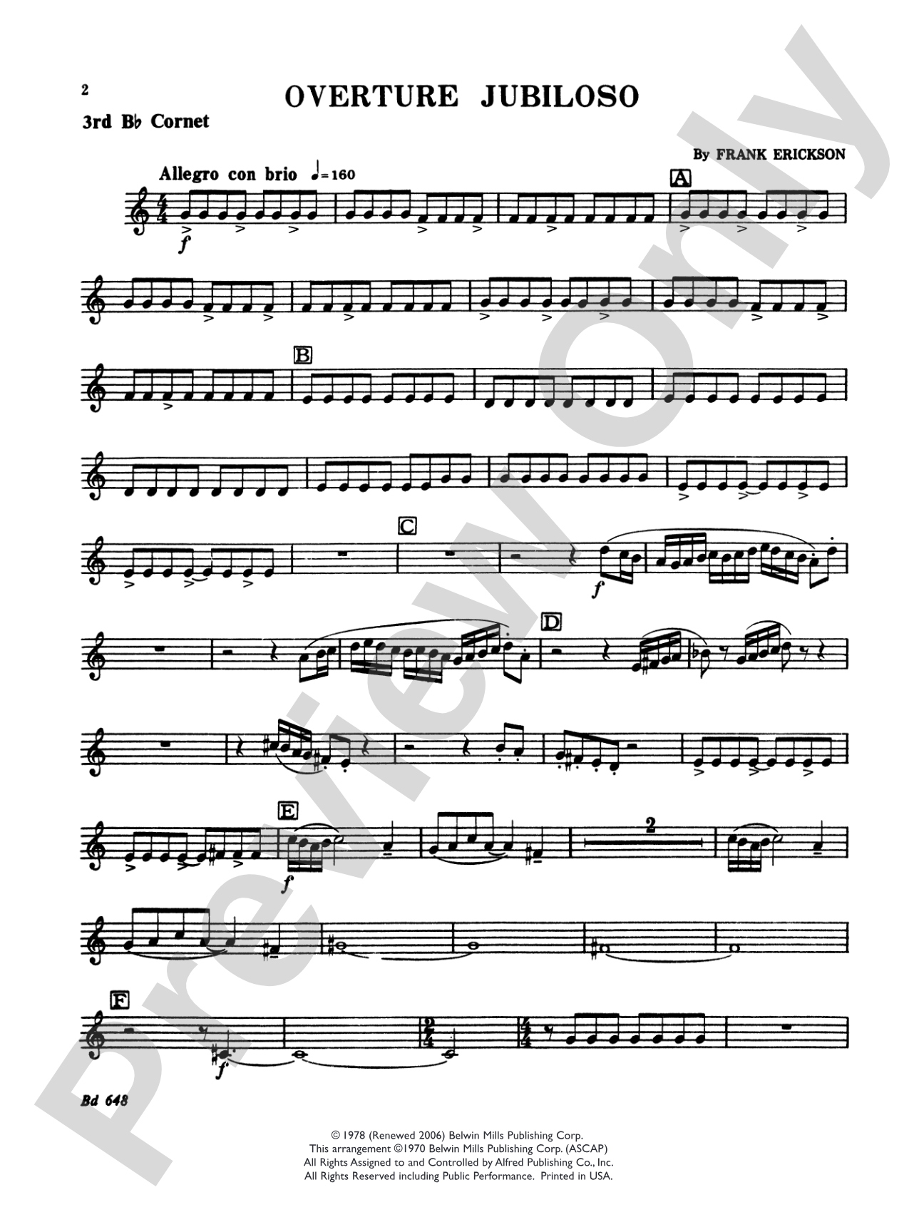 Overture Jubiloso: 3rd B-flat Cornet