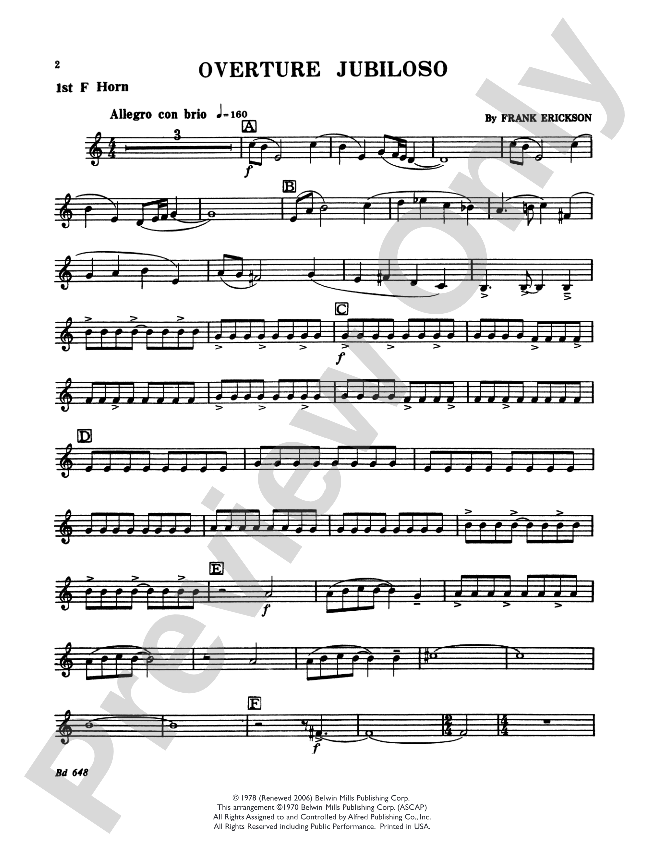 Overture Jubiloso: 1st F Horn