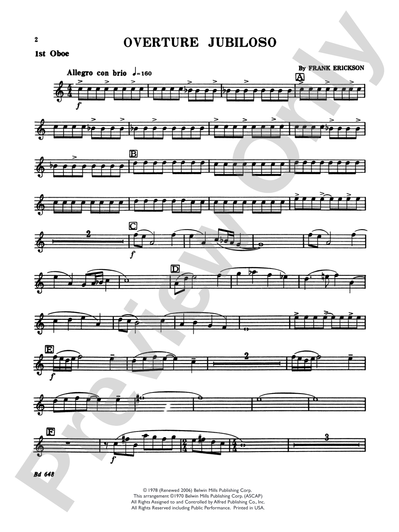 Overture Jubiloso: Oboe