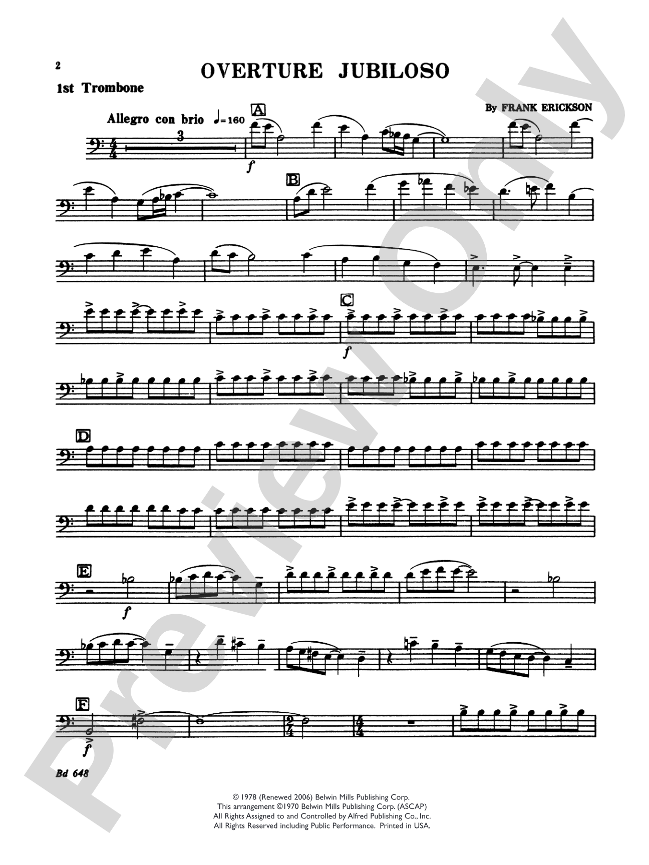 Overture Jubiloso: 1st Trombone