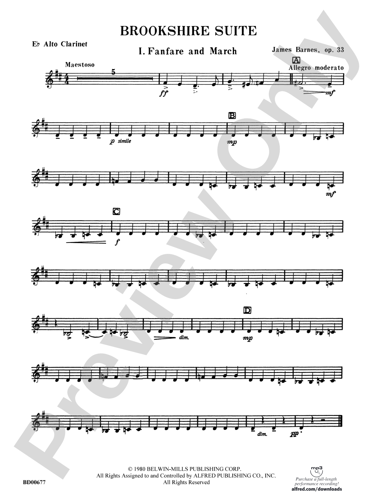Brookshire Suite: E-flat Alto Clarinet