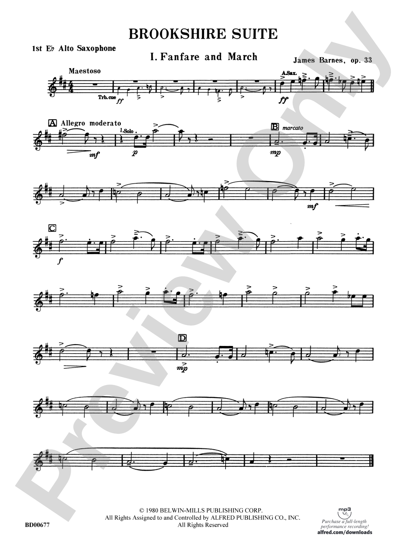 Brookshire Suite: E-flat Alto Saxophone