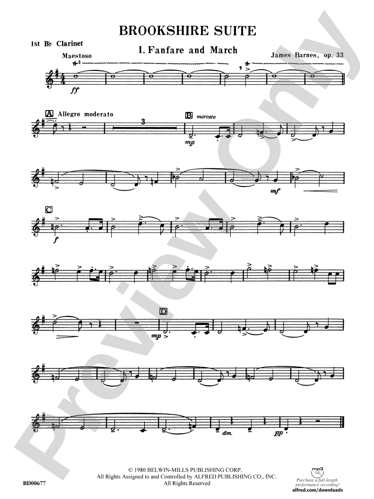 Brookshire Suite: 1st B-flat Clarinet