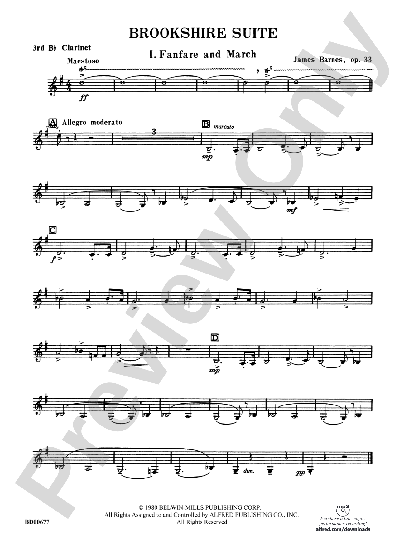 Brookshire Suite: 3rd B-flat Clarinet
