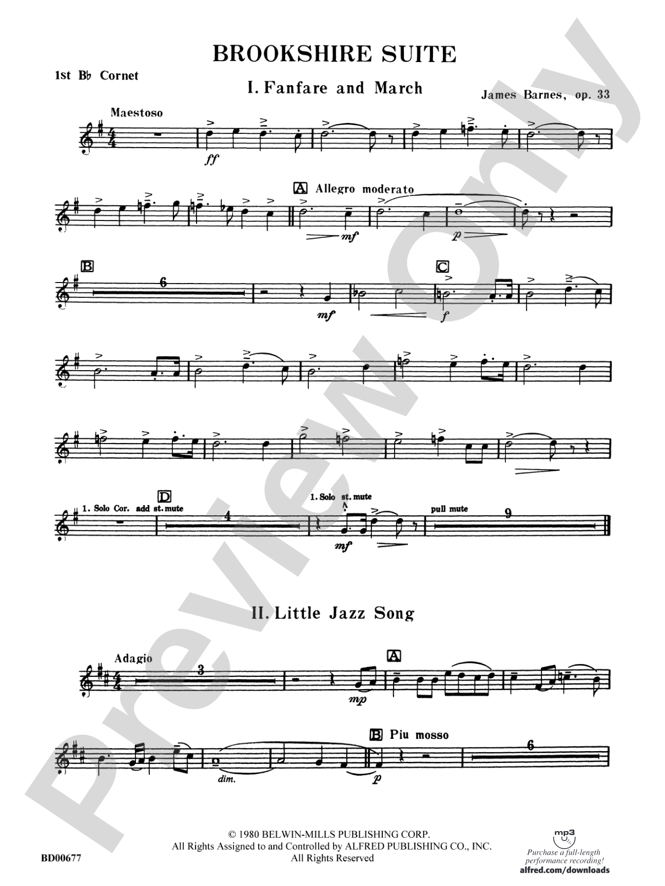 Brookshire Suite: 1st B-flat Cornet